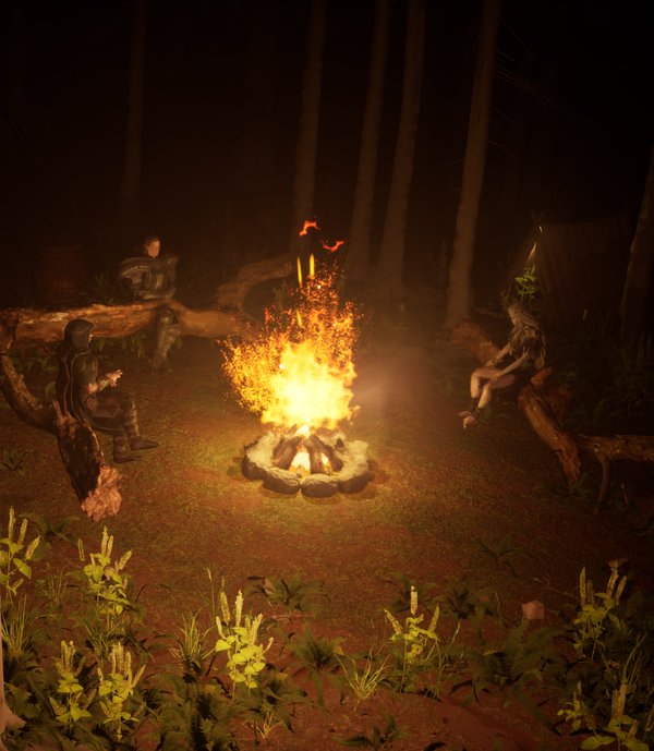 Lagerfeuer im Wald von Gloamreach